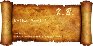 Kolbe Berill névjegykártya